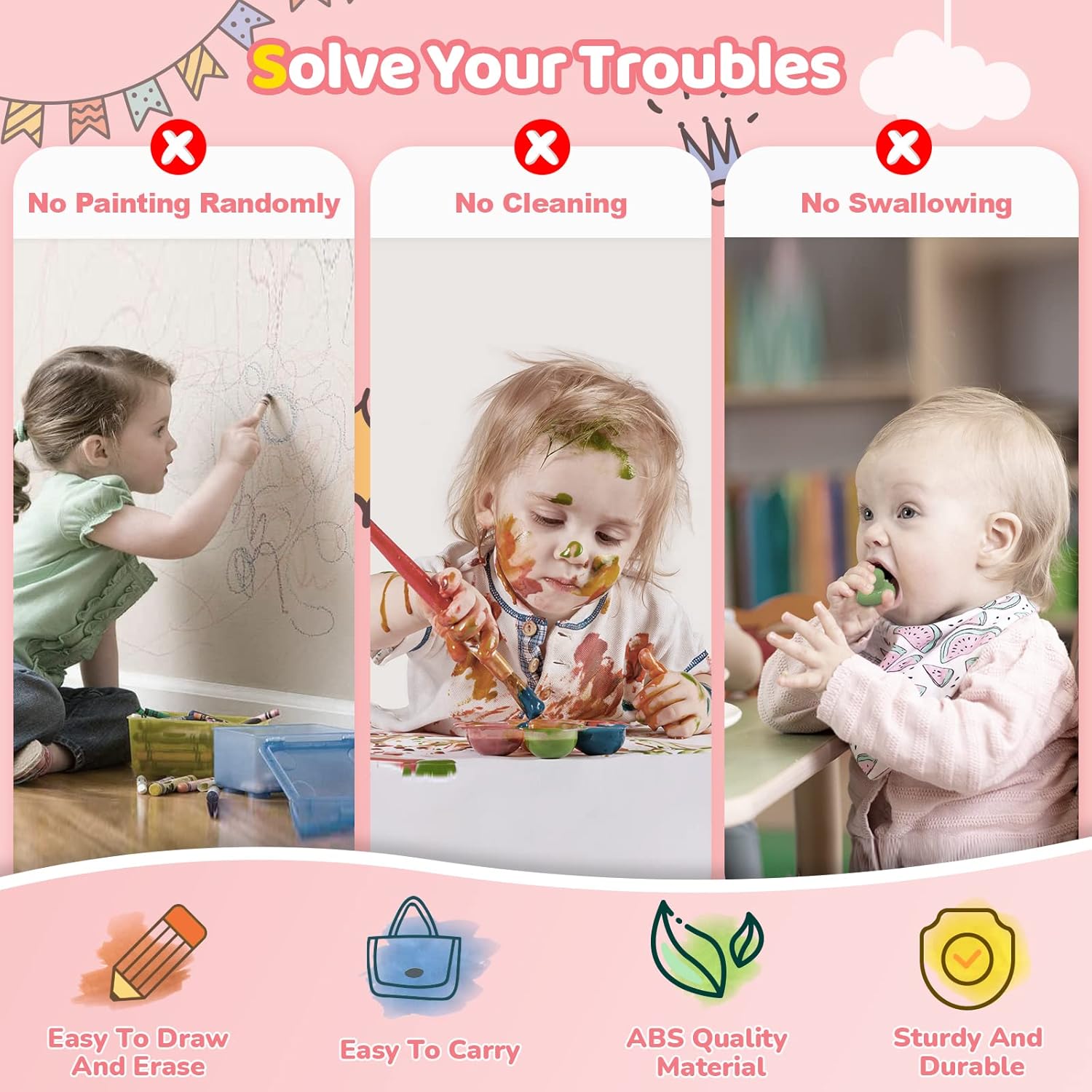 Kikidex Magnetic Drawing Board, Toddler Girl Toys for 1-2 Year Old, Doodle Board Pad Learning and Educational Toys for 1 2 3 Year Old Baby Kids Birthday Gift(Soft Pink) 24hrsmart